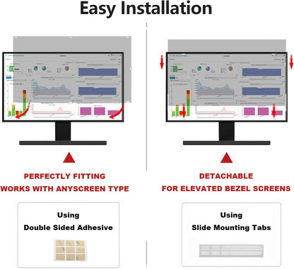 24 Inch Computer Privacy Screen Shield [2 Pack] for 16:10 Widescreen Desktop Monitor - Anti-Glare Blue Light Privacy Filter and Anti Spy Privacy Screen Protector Film