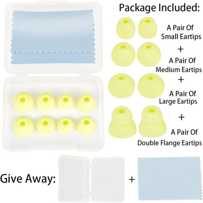 Earbud Tips Replacement Earbud Tips Earbud Replacement Tips Earbuds Replacement Tips Ear Pads Ear Cushions Ear Tips for Earbuds for Powerbeats Pro Beats Wireless Earphone Headphones 4 Pairs (Yellow)
