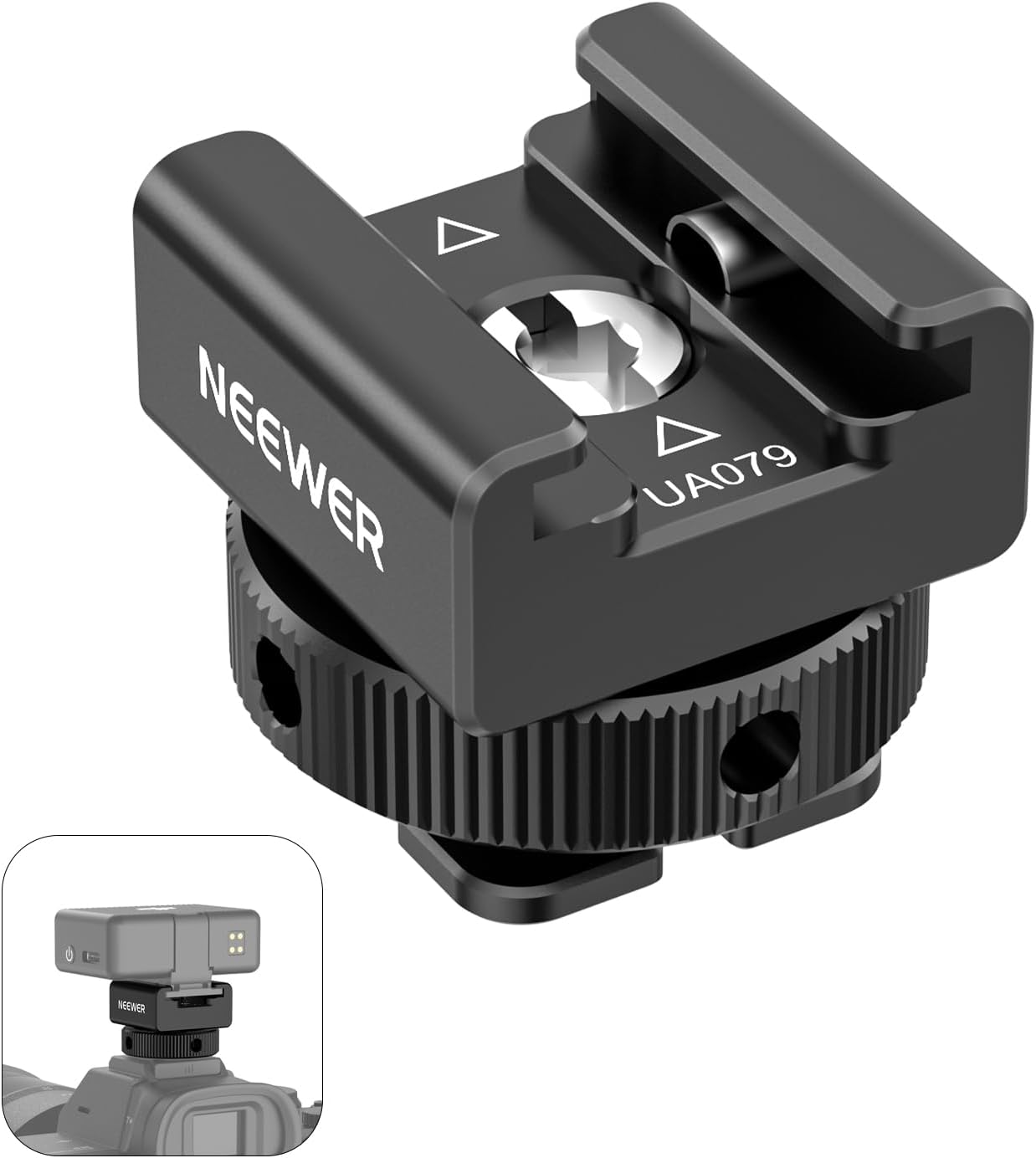 NEEWER Cold Shoe Mount Adapter Compatible with DJI Mic 2 Rode Wireless GO II Hollyland Saramonic NEEWER Wireless Mini Microphone, Anti Interference Offset Contact Design for Speedlite Flash, UA079