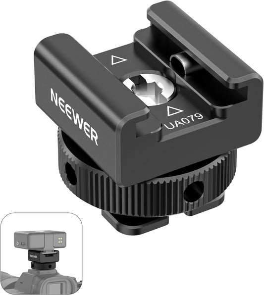NEEWER Cold Shoe Mount Adapter Compatible with DJI Mic 2 Rode Wireless GO II Hollyland Saramonic NEEWER Wireless Mini Microphone, Anti Interference Offset Contact Design for Speedlite Flash, UA079