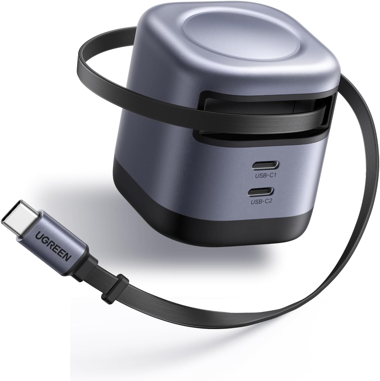 UGREEN Nexode 45W 3 in 1 Compact GaN Charger, Retractable USB C Fast Wall Charger with Foldable Plug, Compatable for iPhone 16/15/14/13/12/11 Series, Galaxy, Pixel, iPad, Space Grey