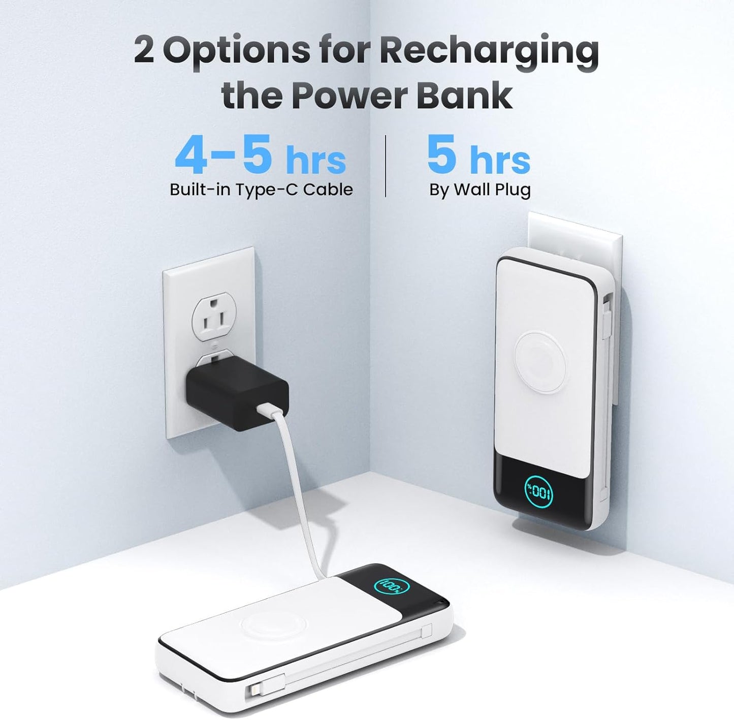 Portable Charger 26800mah for iPhone with Built-in Cables & AC Wall Plug,6-in-1 USB C Power Bank with iWatch Charger,25W PD Fast Charging Battery Pack for iPhone 16/15/14/13/12,Android,Apple Watch etc