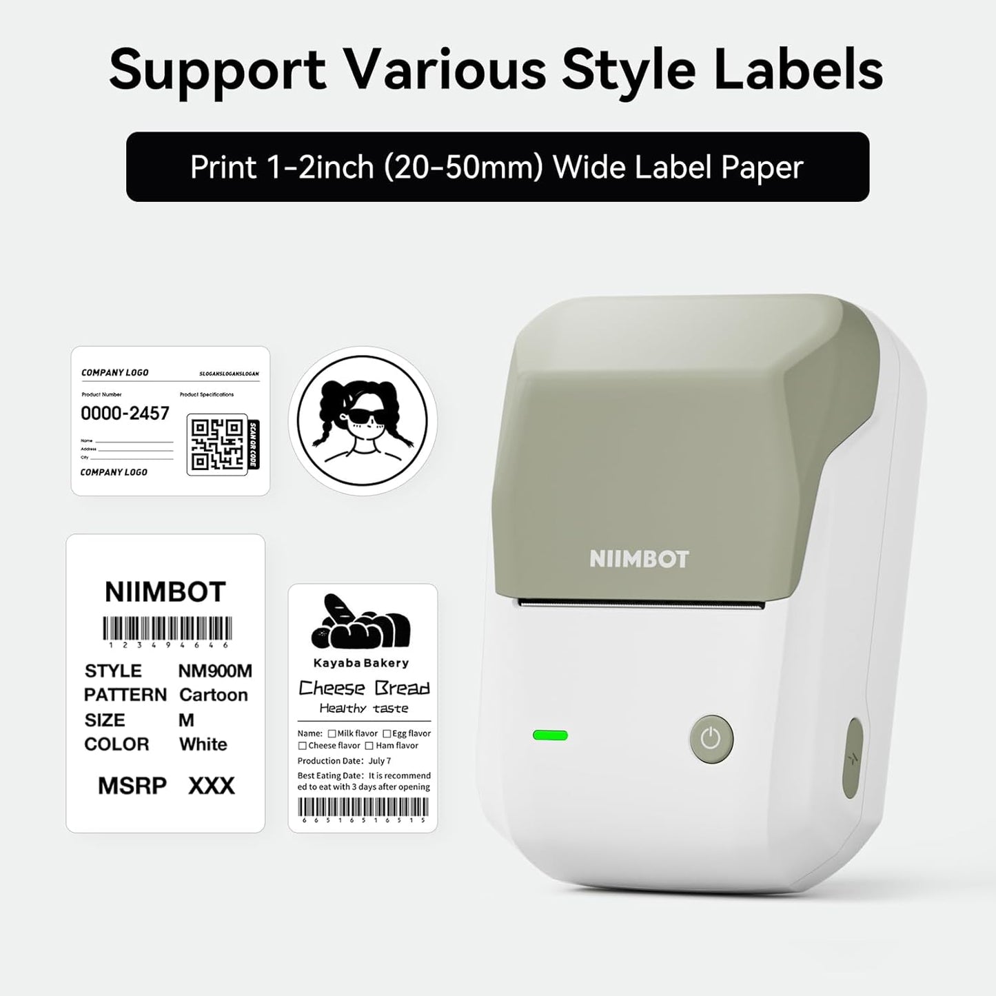 NIIMBOT B1 Label Maker Machine with Tape, Thermal Label Printer Easy to Use for Office, Home, Business, 2 Inch Label Maker with 2'' x1.18'' Labels-230pcs/Roll