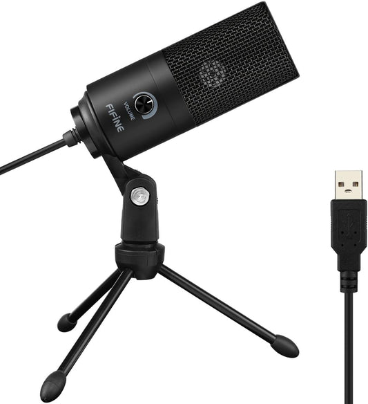 FIFINE USB Microphone, Metal Condenser Recording Microphone for MAC OS, Windows, Cardioid Laptop Mic for Recording Vocals, Voice Overs, Streaming, Meeting and YouTube Videos-K669B