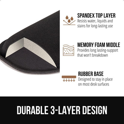 GORILLA GRIP Silky Gel Memory Foam Keyboard Wrist Rest for Computer and Mouse Pad, Ergonomic Design Typing Support, Desk Office Supplies, Hand & Arm Mousepad Cushion and Coaster, 3 Piece Set, Black