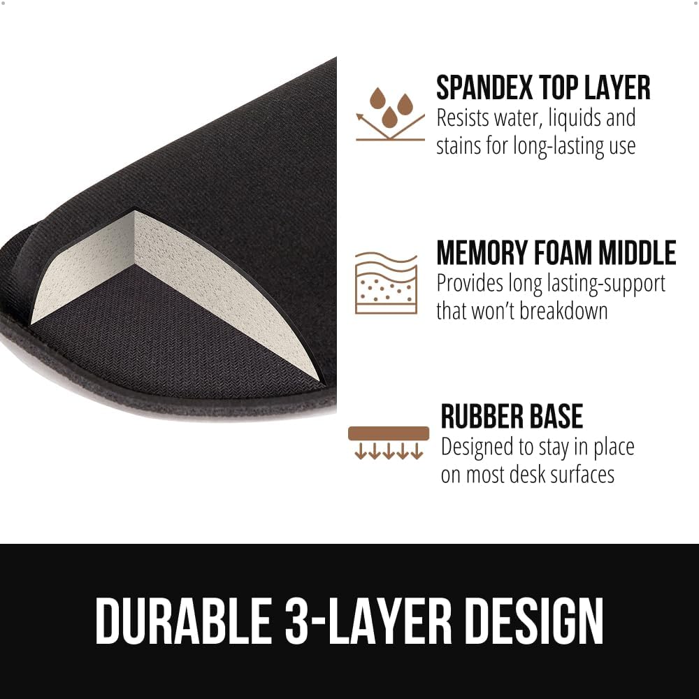 GORILLA GRIP Silky Gel Memory Foam Wrist Rest for Computer Keyboard, Mouse, Foldable Design for Typing Pain Relief, Desk Pads Support Hand and Arm, Mousepad, Stain Resistant, 2 Piece Pad, Jet Black