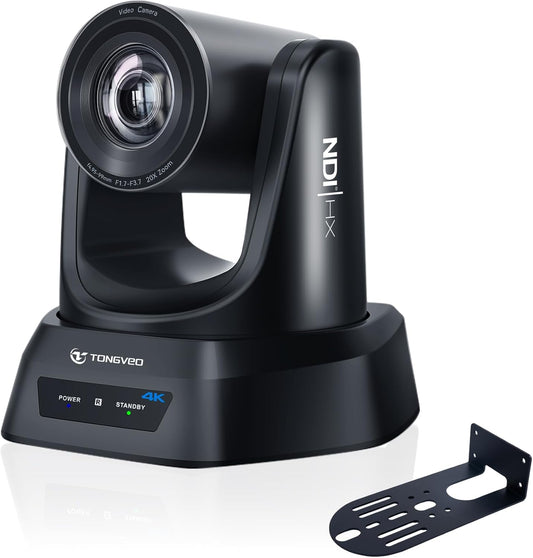 4K NDI PTZ Camera AI Auto-Tracking 20X Optical Zoom HDMI IP Live Streaming SDI USB3.0 PoE LAN Supports for Church Worship Event Video Conference YouTube OBS vMix Zoom Teams and More