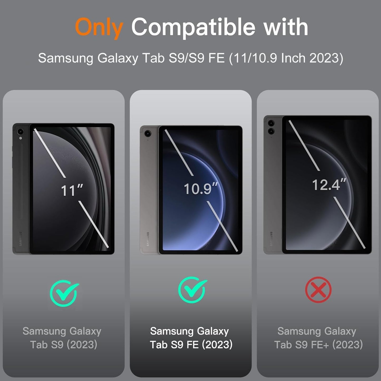 Galaxy Tab S9 FE Case with Keyboard 5G 10.9 Inch 2023, Keyboard for Galaxy Tablet S9 11 Inch 2023, Detachable Bluetooth Keyboard with Pen Holder for Samsung Tab S9 11''/S9 FE 10.9'', Black