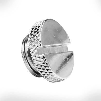 Dracaena 2 Pack G1/4" Thread, Thin Water Stop Plug Fitting with Coin Slot for Computer Water Cooling System, Durable Brass/Copper Material, Silver