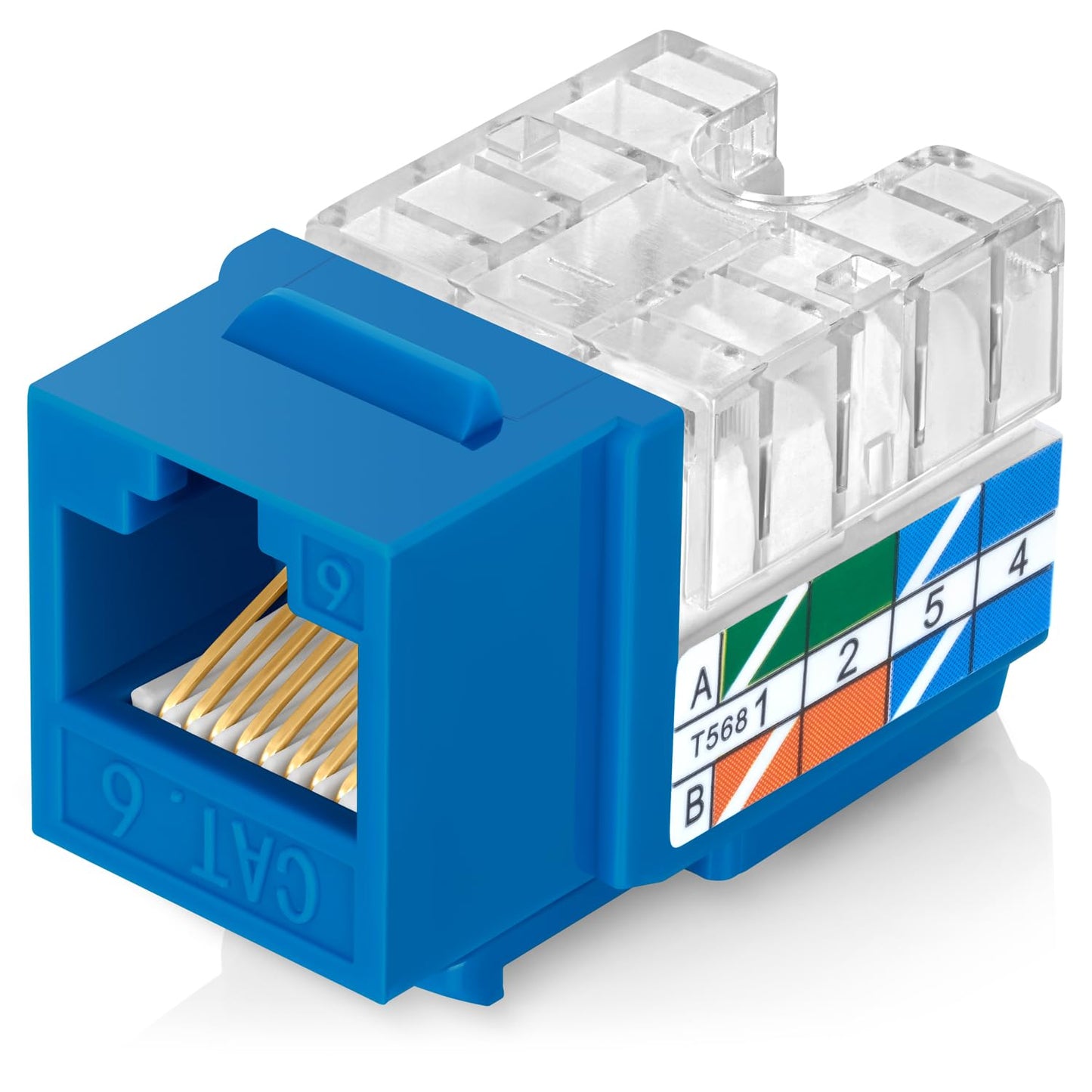 Everest 90° Angled RJ45 Cat6 Keystone Jacks 20-Pack in Blue - Slim Profile Female RJ45 Connectors - Cat 6 Keystone Jack - Compatible with 90° Angled Speed Termination Tool - easyJACK (B094WB91H3)