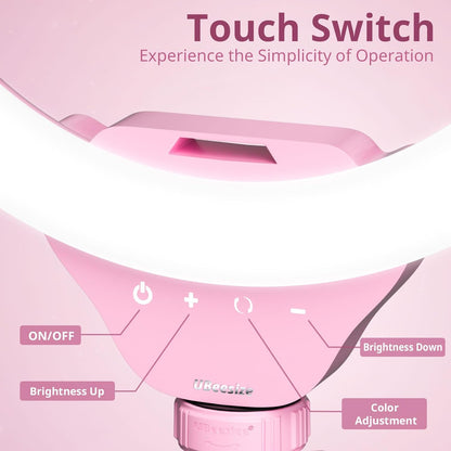 UBeesize 12'' Selfie Ring Light with 62’’ Tripod Stand for Video Recording, Live Streaming(YouTube, Instagram, TIK Tok), Compatible with Phones, Cameras and Webcams Pink