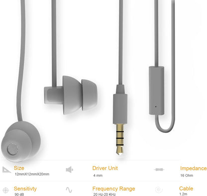 MAXROCK (TM Unique Total Soft Silicon Sleeping Headphones Earplugs Earbuds with Mic for Cellphones,Tablets and 3.5 mm Jack Plug (Grey)