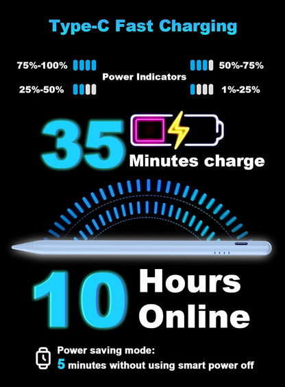 Stylus Pen for Android Tablet/Phone Pom Tips Fast Charge Stylus Pen for iPhone Magnetic Active Pencil Compatible with Samsung A9+, iPhone, Lenovo and Other Android Smartphone and Tablet Devices-Blue