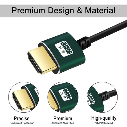 Slim HDMI Cable 1FT, Ultra Soft & Thin HDMI to HDMI Cord, Extreme Flexible & Skinny HDMI Wire Supports High Speed 4K@60Hz 18gbps 2160p 1080p
