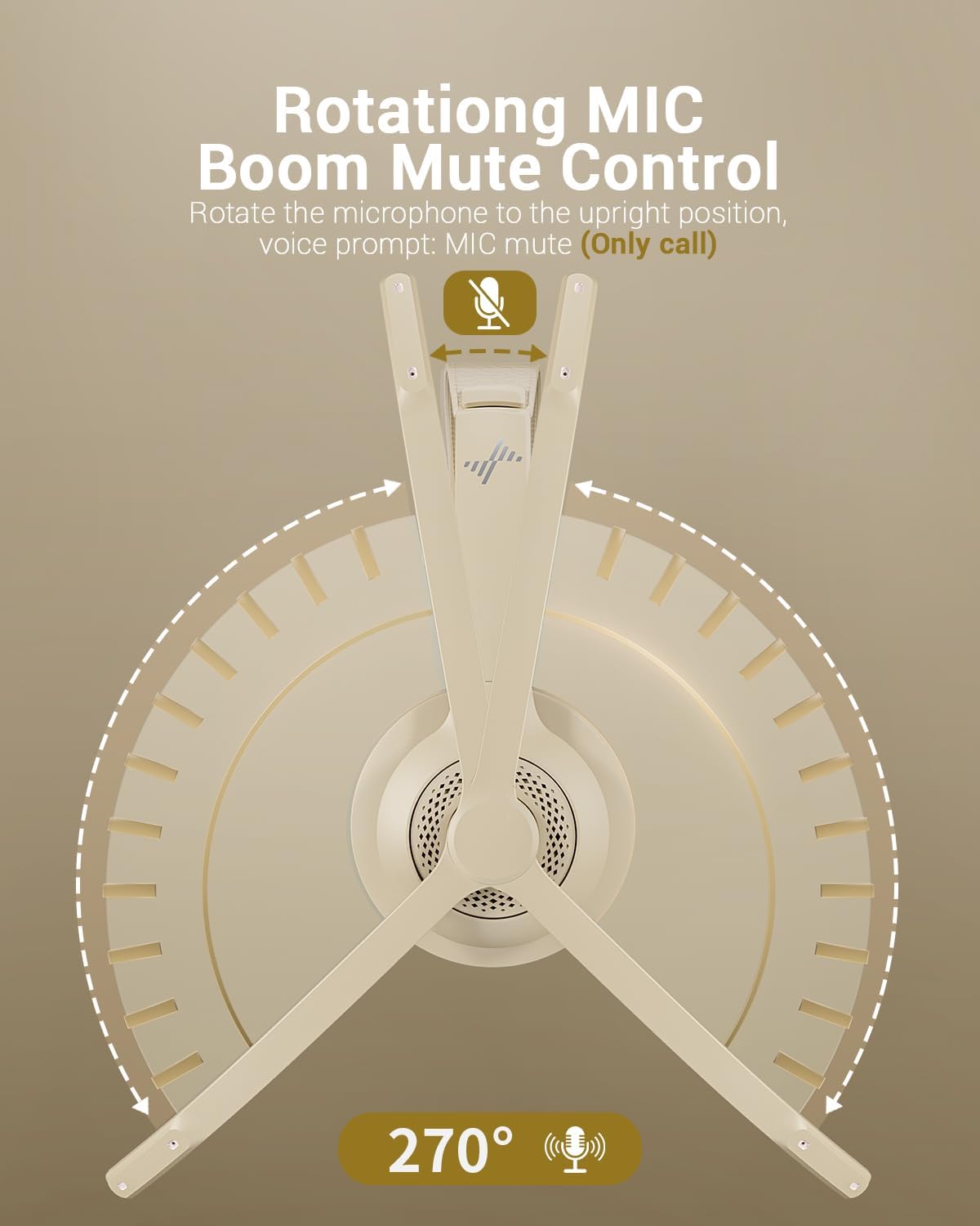 Wireless Headset with AI Noise Cancelling Microphone Bluetooth Headset - Bluetooth V5.2 Headphones with USB Dongle, Charging Base & Mic Mute for Computer/Laptop/PC/iPhone/Android/Cell Phones-Apricot