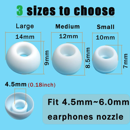Replacement Earbuds Tips for True Wireless Earbuds Universal Silicone Ear Tips Fit 4.5mm-6mm Nozzle 6 Pairs LMS White
