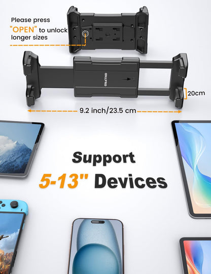 OHLPRO Aluminum Tablet Wall Mount Holder - 360° Adjustable & Extendable 3-Stage Arm for iPad Pro/Air/Mini, Galaxy Tab 5-13" | Heavy Duty Metal Stand for Kitchen, Office, Bedroom