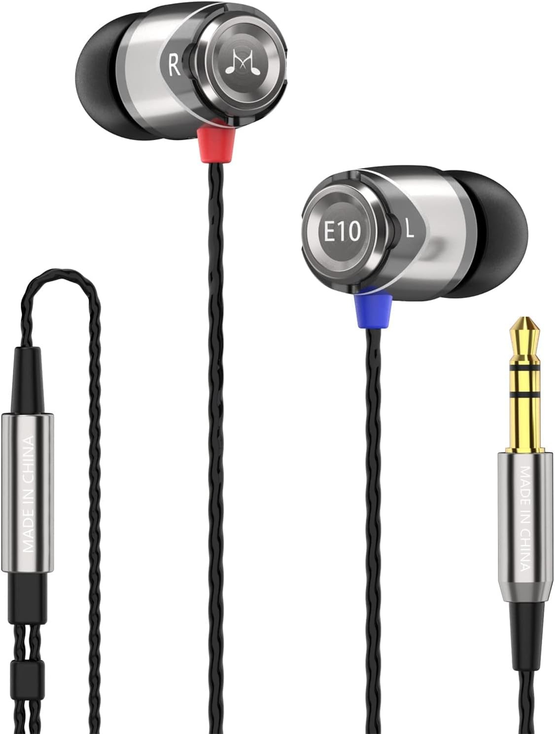 SoundMAGIC E10 Wired Earphones No Microphone HiFi Stereo Earbuds Noise Isolating in Ear Headphones Powerful Bass Tangle Free Cord Gunmetal