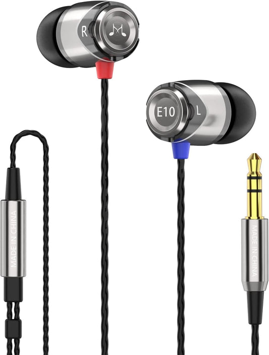 SoundMAGIC E10 Wired Earphones No Microphone HiFi Stereo Earbuds Noise Isolating in Ear Headphones Powerful Bass Tangle Free Cord Gunmetal
