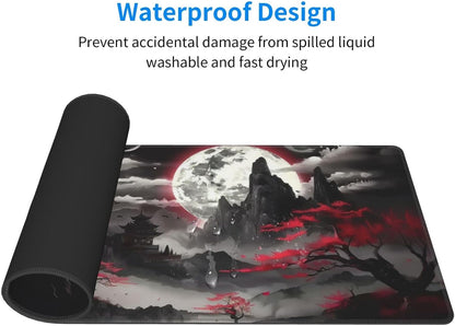 Extended Gaming Mouse Pad, Large Desk Mat XL Anime Mouse Pad Waterproof with Stitched Edges, Non-Slip Desktop Pad for Home and Office, Level Up Your 31.5x11.8 Inch (Night canyon2)