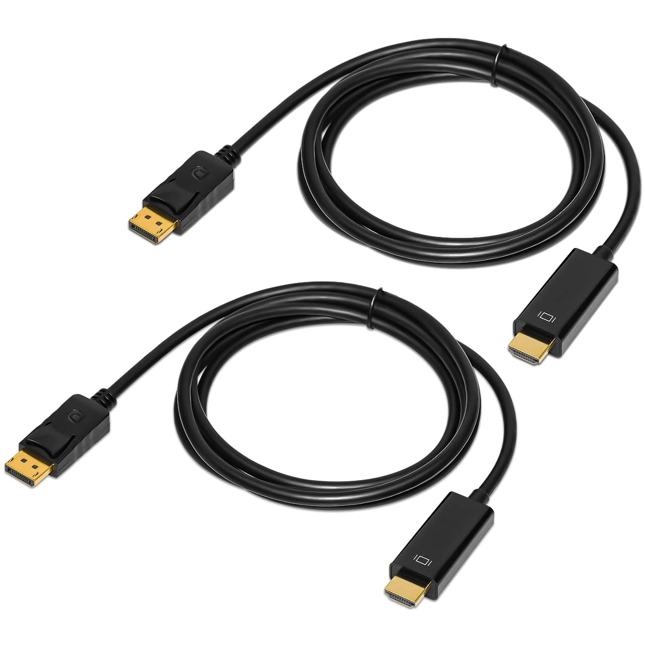 4K Displayport to HDMI Cable 6 Feet 2-Pack, Display Port (DP) to HDMI Adapter Male to Male Cord Converter for PC to HDTV, Monitor, Projector