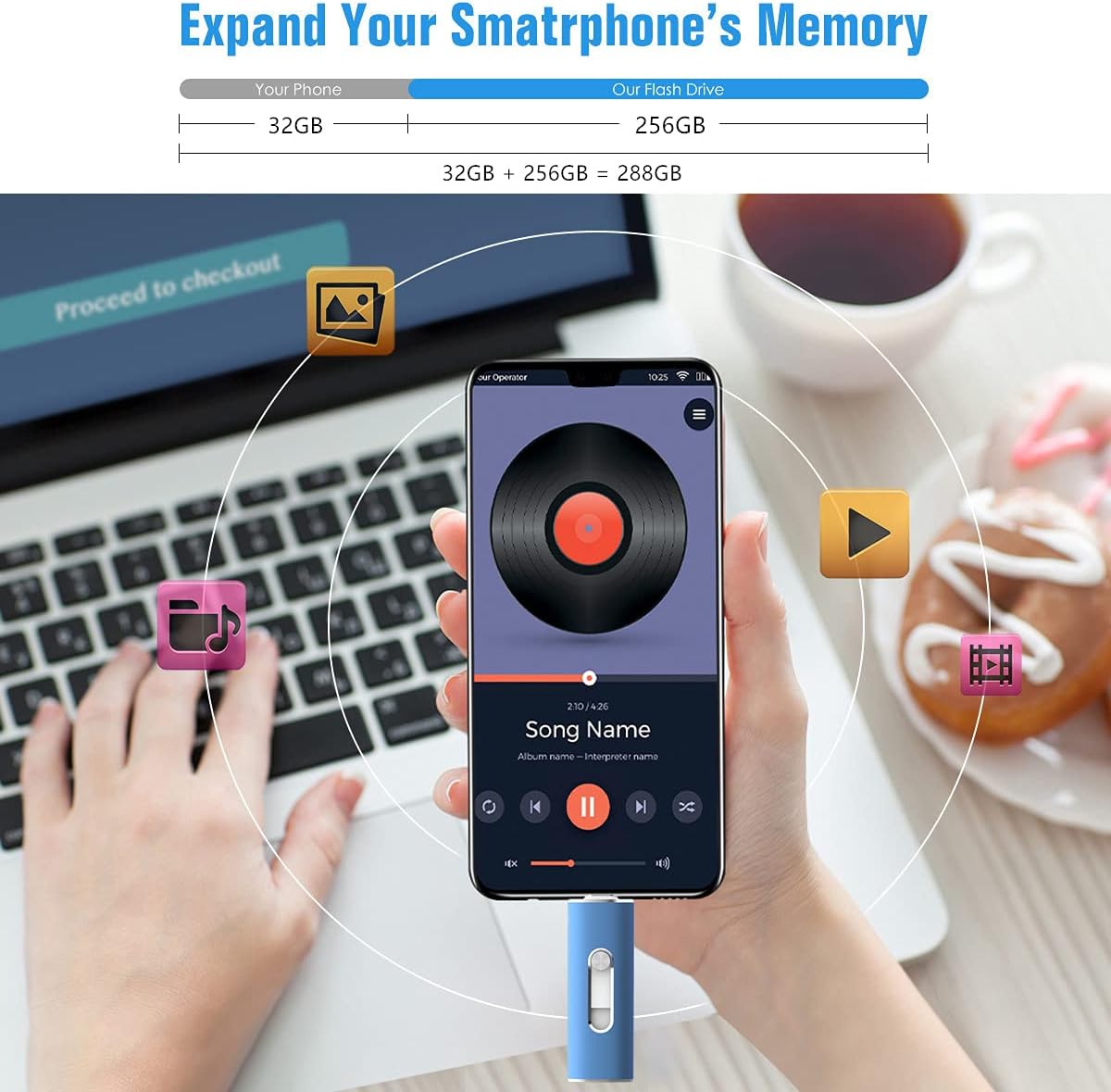 256GB Flash Drive, Aiibe USB C Flash Drive 256GB Dual USB 3.1 USB C Memory Stick OTG Type C Thumb Drive 256 GB USB C Drive for PC Tablet TV Car Type C Smart Phone (256G, Blue)