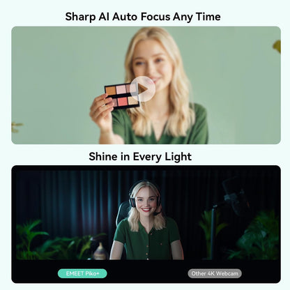 EMEET Piko+ Webcam 4K, World's 1st Dual-Camera AI-Powered 4K Webcam, 1/2.55'' Sony Sensor, 3 Mics&3 Sound Modes, Panda Magnetic Privacy Cover, USB C-C&C-A, Ideal for Livestreamers and Content Creators