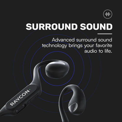 Raycon Open Headphones – Lightweight Wireless Over-Ear Design with Immersive Sound Quality, Long Battery Life, and Comfortable Fit for All-Day Wear - (Black)