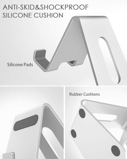 CreaDream Cell Phone Stand, Cradle, Holder,Aluminum Desktop Stand Compatible with Switch, All Smart Phone, iPhone 11 Pro Xs Max Xr X Se 8 7 6 6s Plus SE 5 5s-Silver