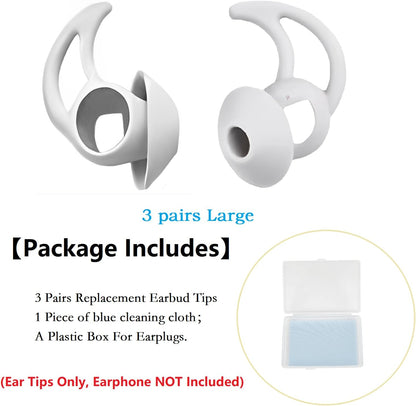 3 Pairs Earbuds Replacement Tips Large，Silver Earbud Tips ，Silicone Eartips Compatible with Bose QuietComfort and Sport Earphones