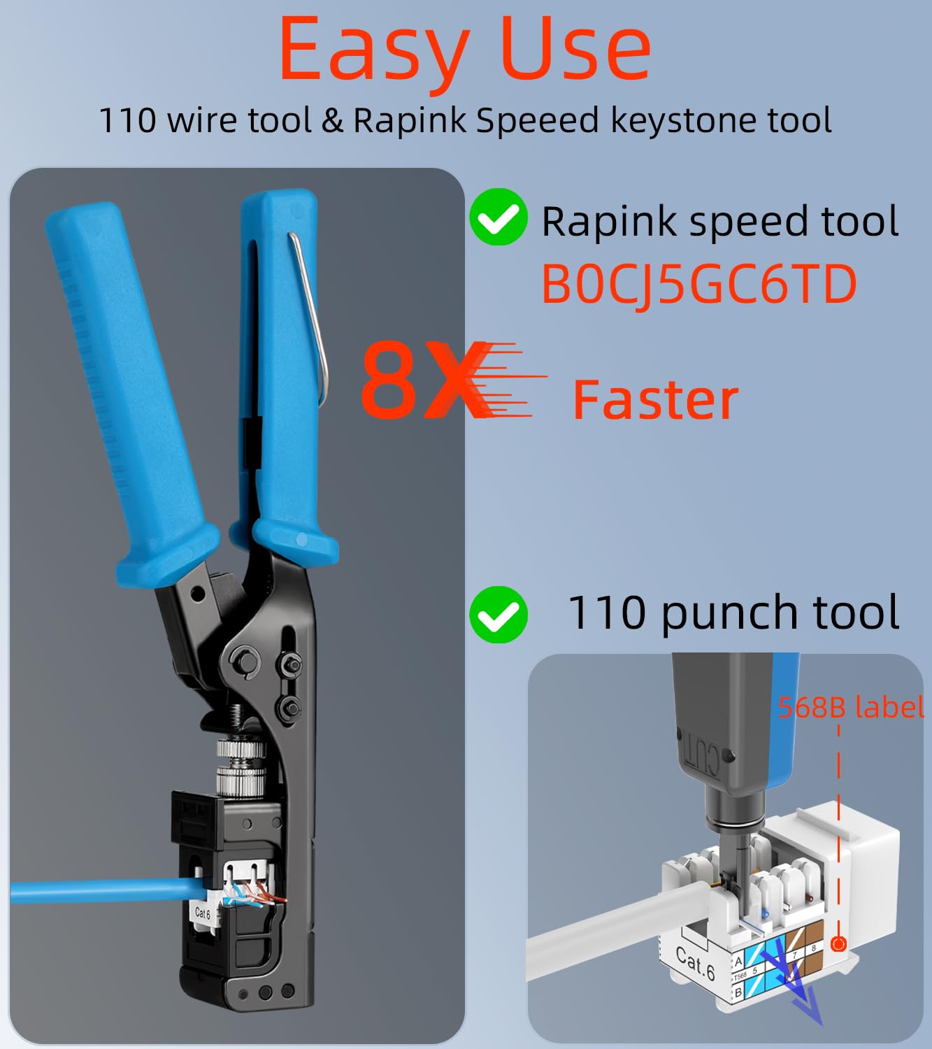 Rapink RJ45 Keystone Jack Cat6 10G Support, Keystone Jacks UTP 25 Pack for Wall Plate and Patch Panel, Rj45 Keystone 90 Degree Red Color for Cat6, Cat5e, Cat5 Cabling