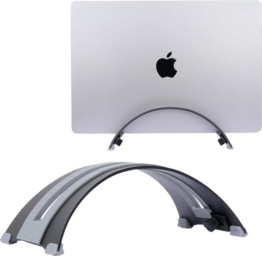 Adjustable Vertical Laptop Stand - 6061 Aluminum, CNC Precision, Anodized Finish, Fits All Laptops Including 17-inch, Ventilated Design, Anti-Slip Silicone Pads, ARC Shaped Stands