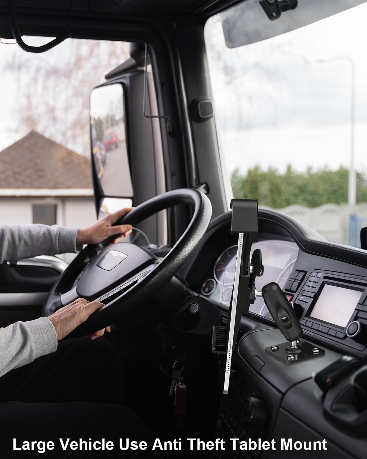 woleyi Anti Theft Heavy Duty Drill Base Tablet Holder Car Mount Dashboard for Truck/Vehicle with Security Lock and Key, Compatible with iPad Pro/Air/Mini, Galaxy Tabs, More 7-11" Tablets