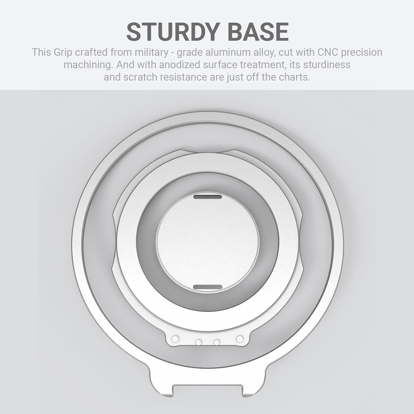 Grat 3 Upgraded Magnetic Phone Grip Stand, 360° Rotatable Silicone Strap Phone Loop Holder, Detachable Ring Kickstand Compatible with Magsafe iPhone 16 15 14 13 12 Pro/max, Silver