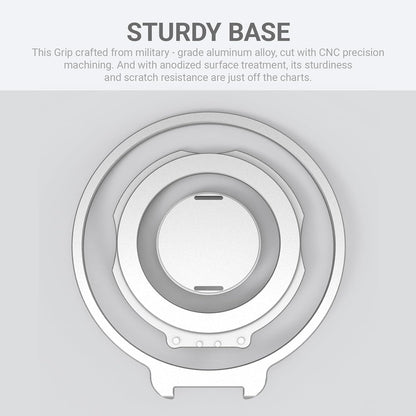 Grat 3 Upgraded Magnetic Phone Grip Stand, 360° Rotatable Silicone Strap Phone Loop Holder, Detachable Ring Kickstand Compatible with Magsafe iPhone 16 15 14 13 12 Pro/max, Silver