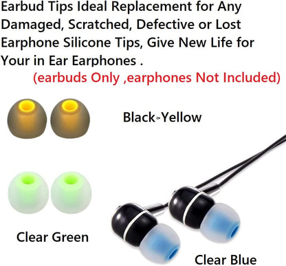 Earbuds Replacement Tips Silicone Earbud Tips Ear Gels Fit for Inner Hole from 3.8mm - 5.1mm Earphones 9 Pairs S/M/L