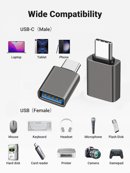 USB C Male to USB A Female OTG Adapter (3 Pack),USB 3.2 GEN2 10Gbps High-Speed Data PD 60W Fast Charging for iMac,MacBook Pro/Air,iPhone 16 15,iPad,Microsoft Surface,Samsung Galaxy S24/23/22,etc.
