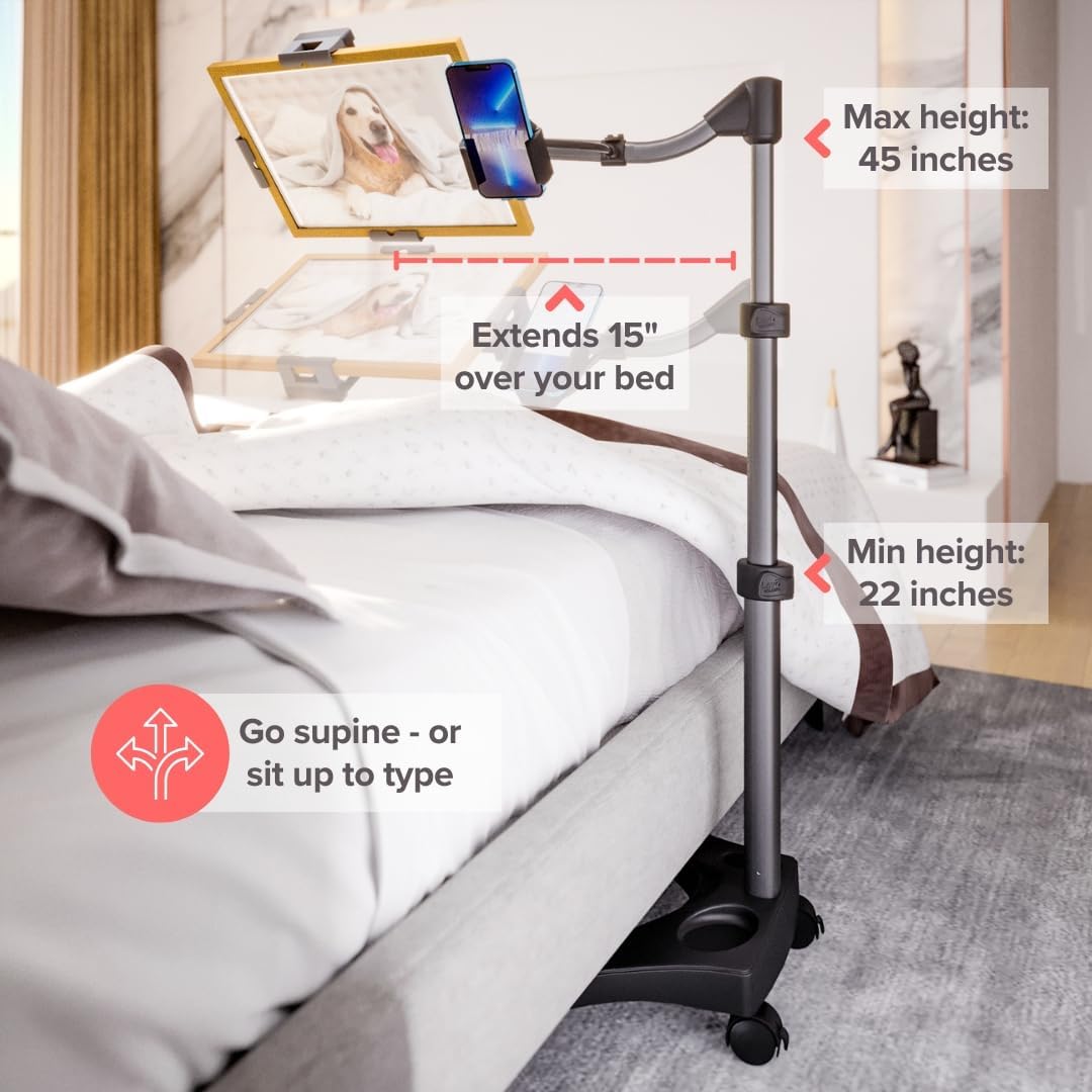 Levo V16 Tablet Floor Stand for iPads, iPad mini, New iPad Pro, Galaxy, Nexus, Xoom, Surface Pro, Miix, Nook, Fire, and Other Tablets and eReaders Black Color