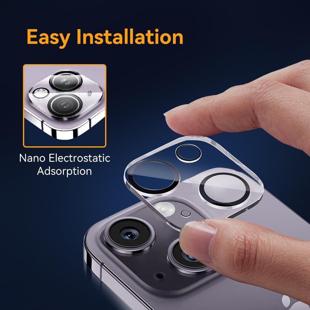 Camera Lens Protector for iPhone 13 6.1" / iPhone 13 Mini 5.4",9H Tempered Glass，Ultra HD, Scratch Resistance Easy to Install，Case Friendly，[Does not Affect Night Shots] 3-Pack