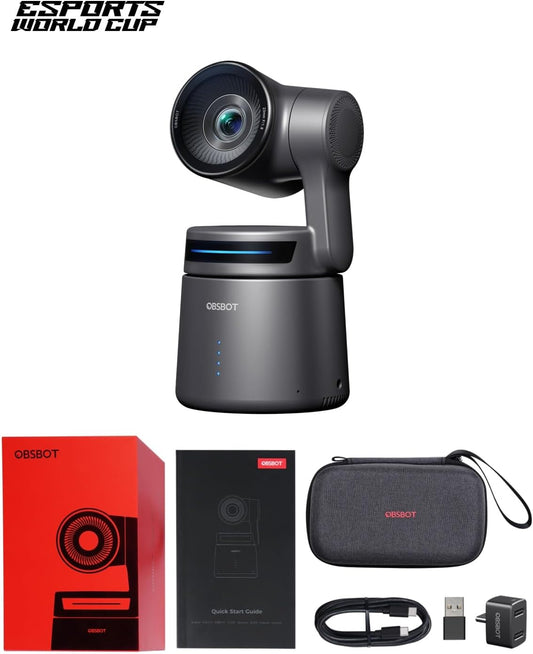 OBSBOT Tail Air NDI Streaming Camera 4K, AI Tracking PTZ Camera with Intelligent APP, Gesture Control, HDMI/USB-C/Wireless Webcam, Video Camera Live Stream for YouTube, Chruch, Worship, Creator, etc.