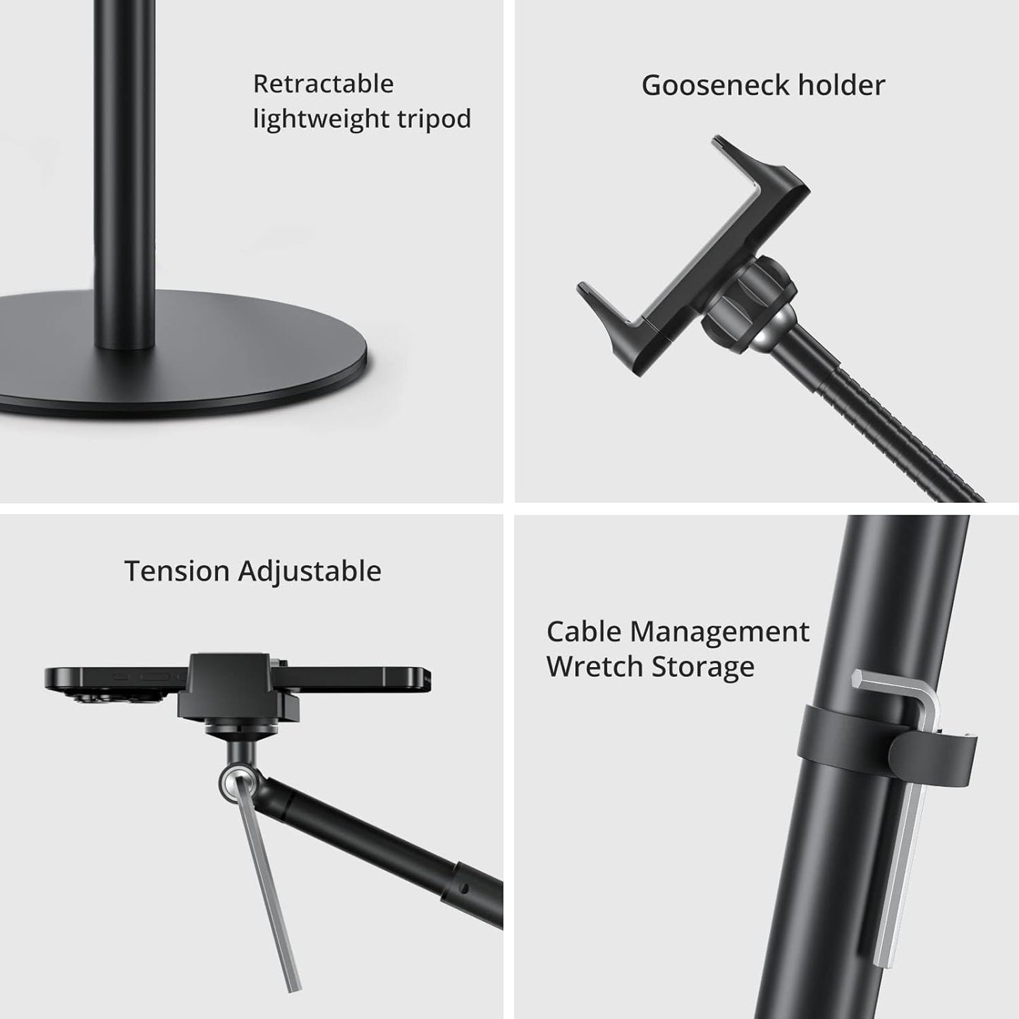 12" Ring Light with Stand and Phone Holder,Overhead Phone Stand,2 Phone Holders,2700-6500K,3 Color Modes,10 Brightness Levels,Remote Control,Adjustable,Live Stream,Tiktok/YouTube