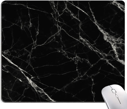 Black Marble Mouse Pad, White Texture Marble Mouse Pad Custom Design, Square Waterproof Mouse Pad Non-Slip Rubber Base MousePads for Office Laptop, 9.5 inch x7.9 inch x0.12 inch Inch