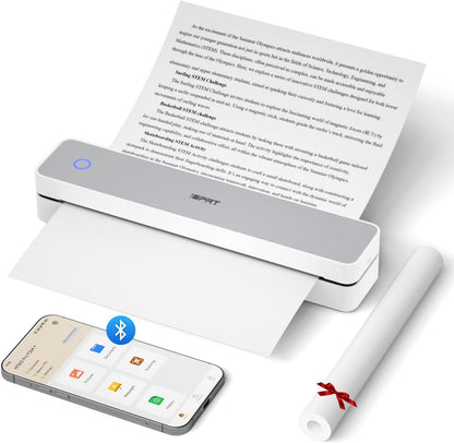 iDPRT Portable Thermal Printer, MT610 Pro Wireless for Travel, 300DPI Bluetooth Inkless Printer Support 8.5" X 11" US Letter& A4&A5 Thermal Paper for Home, Compatible with iOS, Android, Laptop, White