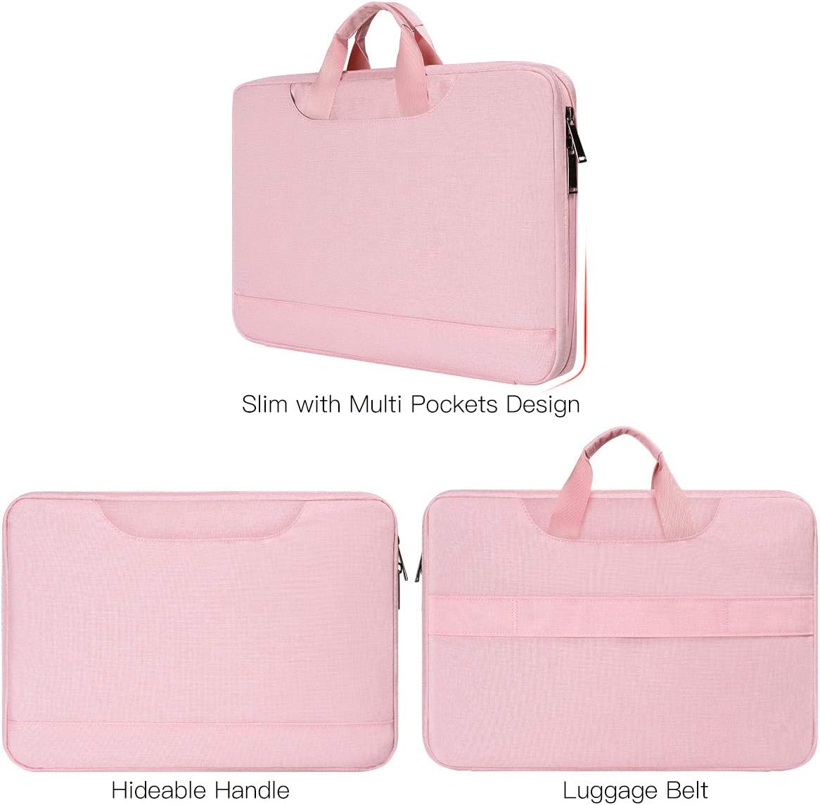 11.6-12.9 Inch Laptop Bag Sleeve Women Ladies TSA Travel Briefcase with Organizer for Lenovo Chromebook Flex 3 11, Macbook Air 13 A2337, Acer Chromebook Spin 311, Surface Pro 7/6/5/4 HP Dell Case,Pink
