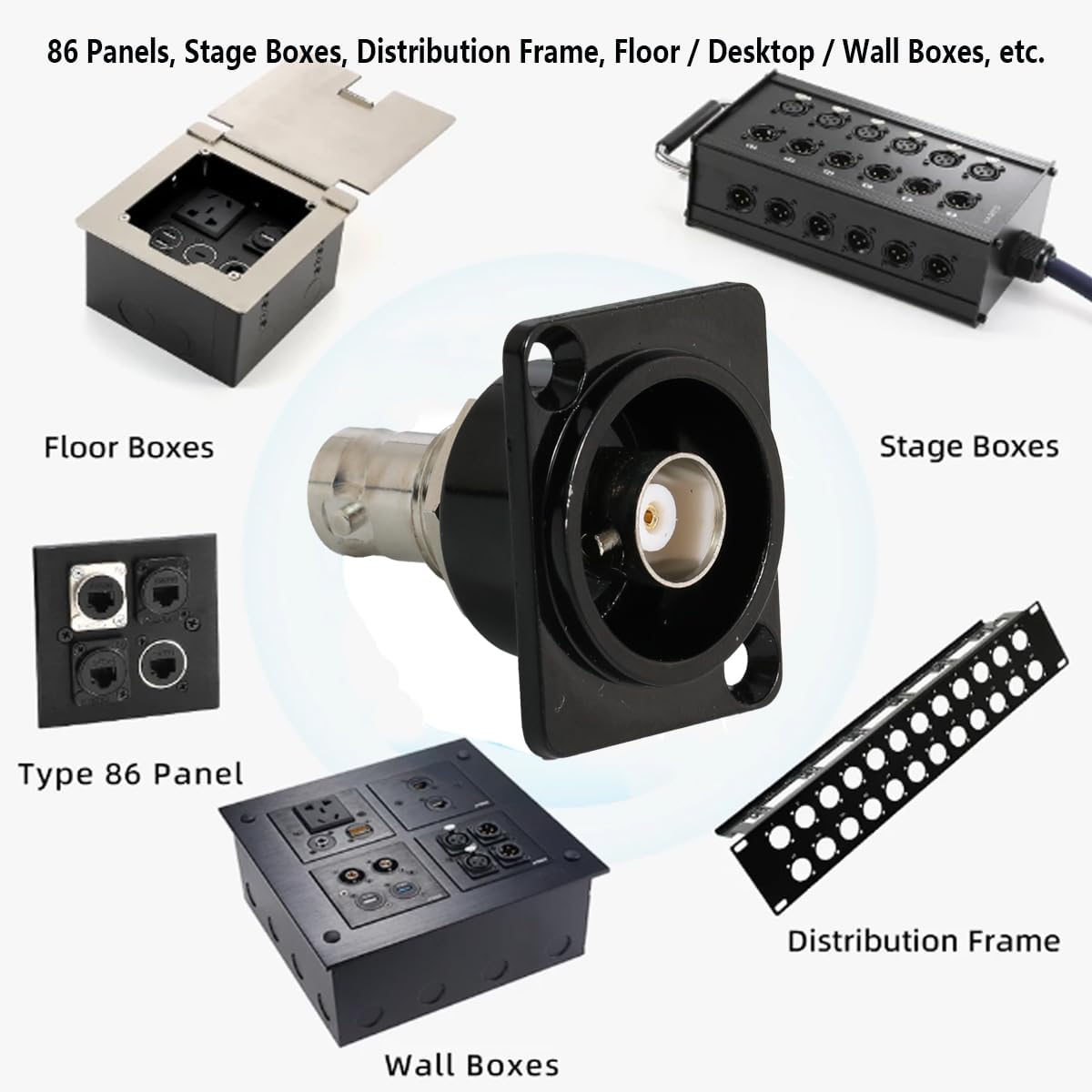 PENGLIN 5PCS BNC D Series Panel-Mount Connector, Coaxial BNC Female to Female Extension Coupler for CCTV Security Camera System