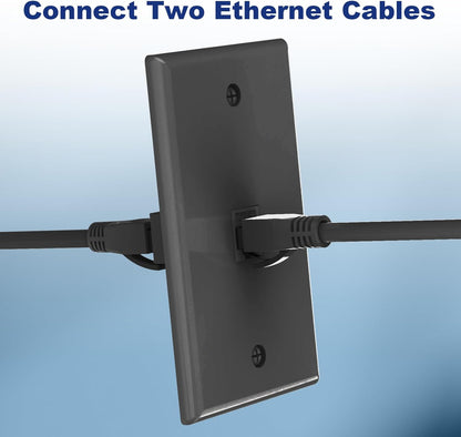 VCE Black Ethernet Wall Plate (UL-Listed), 1-Port CAT6 Wall Plate and Jack, RJ45 Keystone Wall Outlet with Single Gang Low Voltage Mounting Bracket, 2-Pack