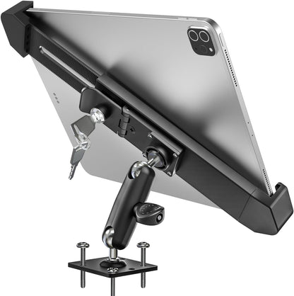 woleyi Anti Theft Heavy Duty Drill Base Tablet Holder Car Mount Dashboard for Truck/Vehicle with Security Lock and Key, Compatible with iPad Pro/Air/Mini, Galaxy Tabs, More 7-11" Tablets