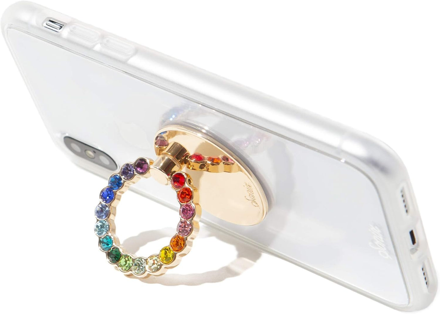 Sonix Embellished Crystal Rhinestone Phone Ring and Stand (Gold, Rainbow)