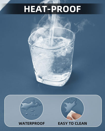 PULeather Non-Slip Desk Mat, Large Mouse Pad & Laptop Desk Pad - Waterproof Writing Pad for Office & Home (Grey Blue, 35.4" x 17")