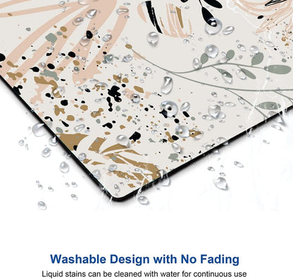 Mouse Pad with Abstract Art Design, Square Waterproof Non-Slip Rubber Base Mouse Mat for Office Laptop, Modern Boho Leaves